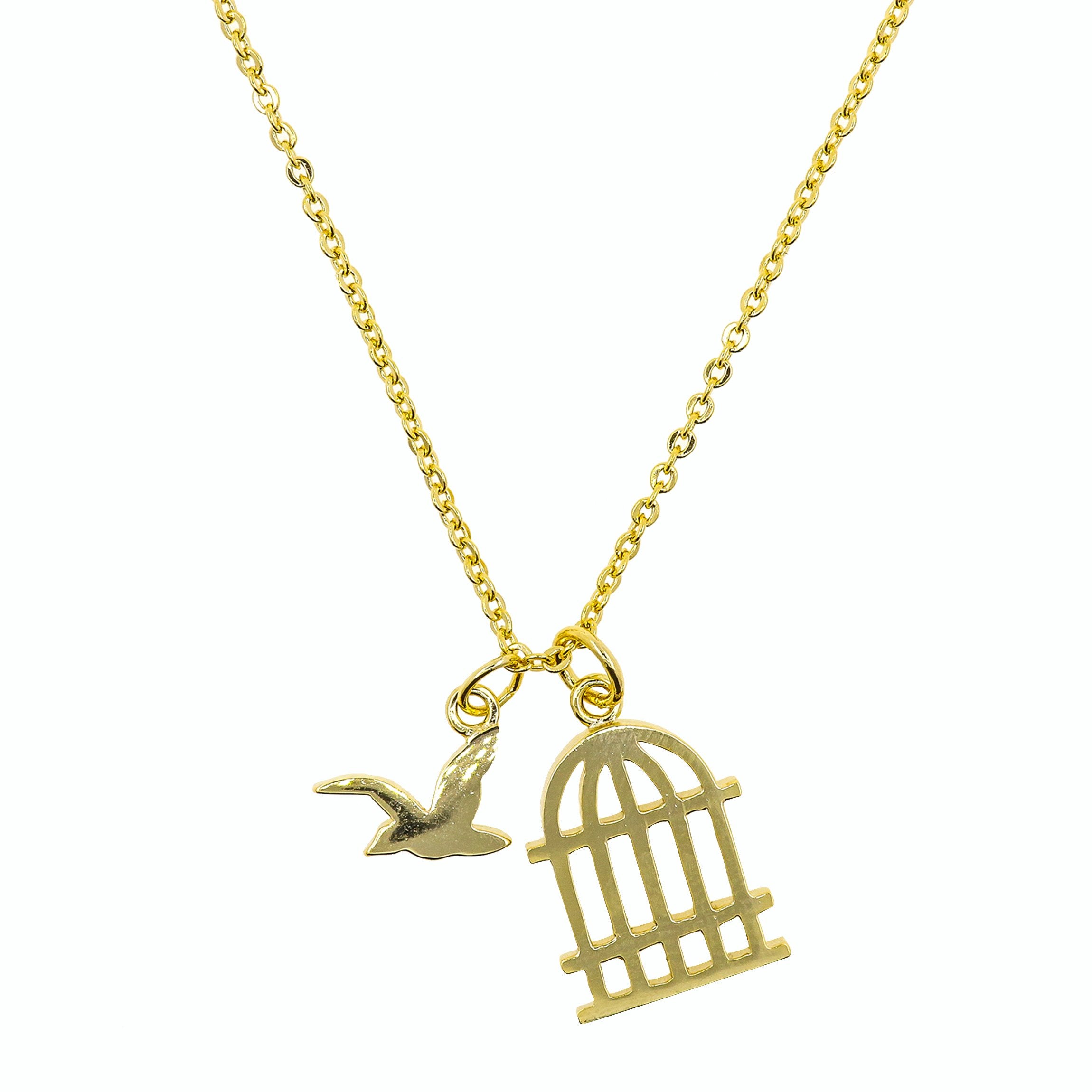 Designer Bird Cage w pearls Bird charm and heart Necklace | eBay